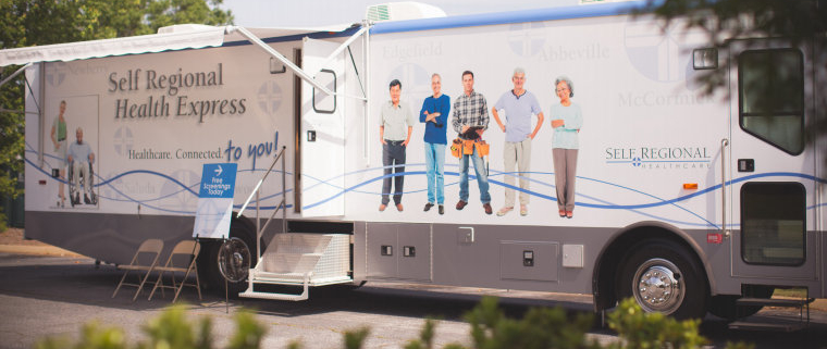 The Health Express, a 42-foot mobile community health vehicle